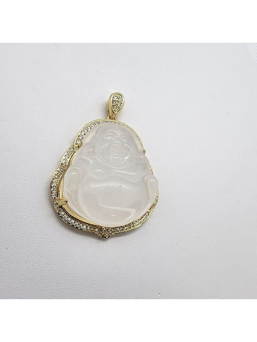 Brand New White Jade Buddha Brass Pendant